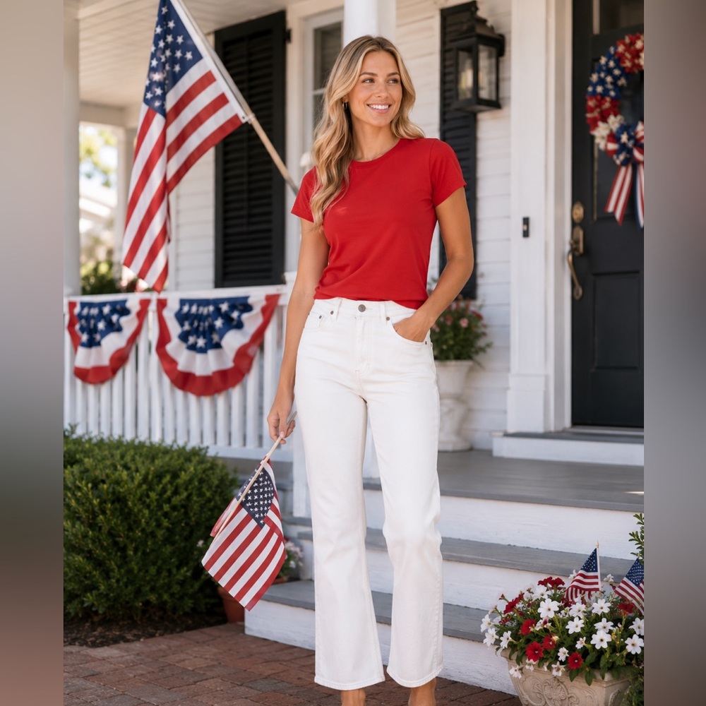 Calvin Klein White Jeans with Black Label